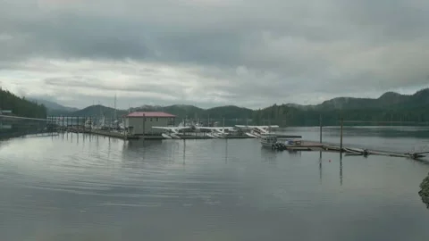 Boat and Plane docks in Thorne Bay Alaska Stock Footage 195019729