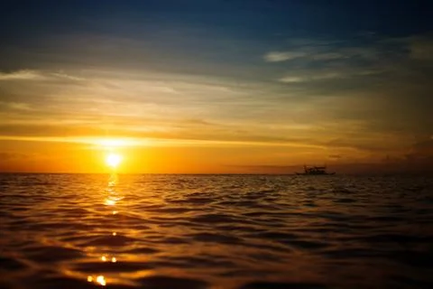 Boat and sunset Foto stock