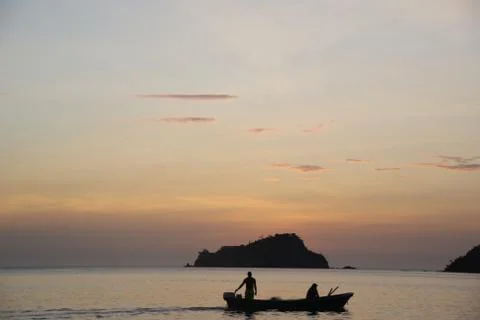 Boat and sunset Foto stock