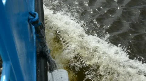Boat and waves on the big river Stock Footage 11136592