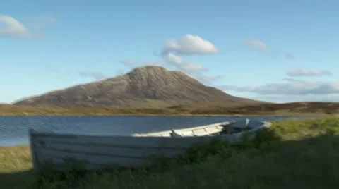 Boat and Whale bone in Scottish / Iceland looking isles. Stock Footage 11305328