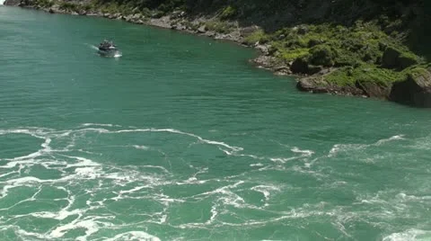 Boat Approaching Falls HD Stock Footage 11341123