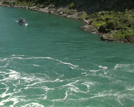 Boat Approaching Falls PAL Stock Footage 11341109