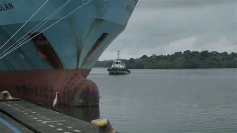 Boat approaching the harbor 스톡 동영상 75170625