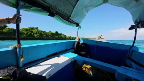 Boat Approaching A Tropical Island Stock Footage 317919785