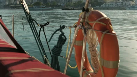 Boat arriving at harbor. Stock Footage 96399445