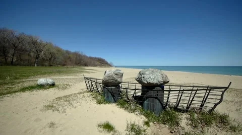 Boat Art on Beach 1 - upper angle Stock Footage 4833487