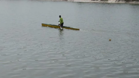 Boat athletes practicing Stock Footage 228931512