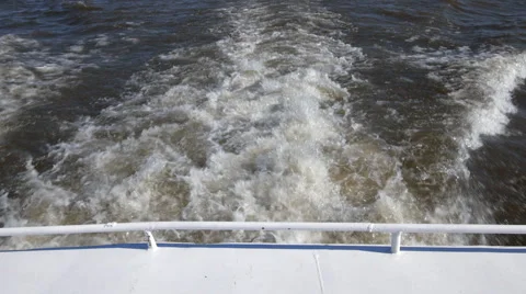 Boat Back River Foam Stock Footage 50367620