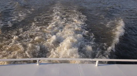 Boat Back River Sunset Foam Stock Footage 50368325