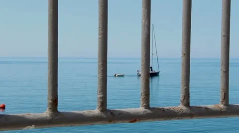 Boat in the background, seaside Stock Footage 21931440