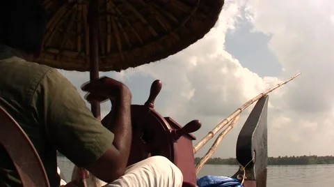 Boat in bacwaters in Kerala Stock Footage 52157096