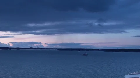Boat in Baltic Sea sunset Stock Footage 81099289