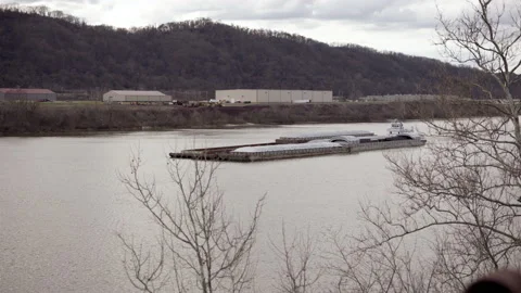 Boat Barge on River Stock Footage 219322076