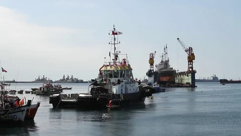 Boat in bay Stock Footage 77046644