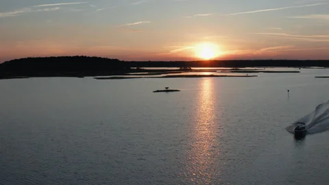 Boat in the Bay at Sunset Stock Footage 136023725