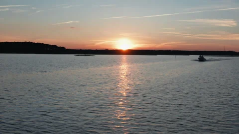 Boat in the Bay at Sunset Stock Footage 136024559