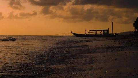Boat On Beach In Bali Stock Footage 120491545
