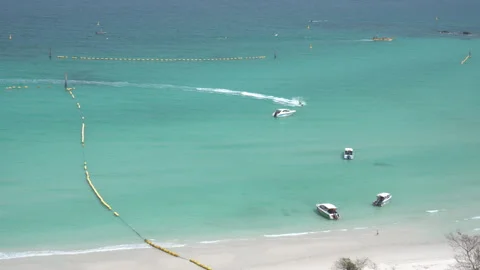 Boat on the beach beautiful white sand beach , Top view from view point. Stock Footage 271265669