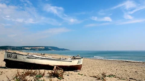 Boat On Beach Stock Footage 41866189