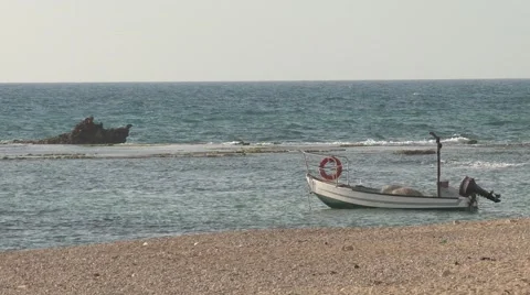 Boat on the beach Stock Footage 45490492