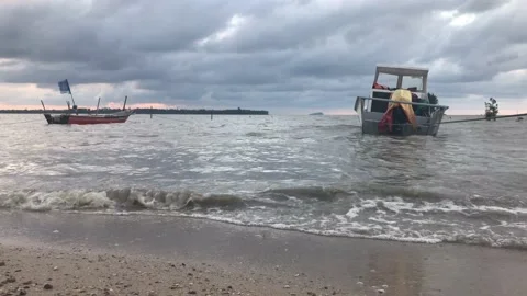 Boat at the beach Stock Footage 104642712