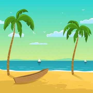Boat on the beach Stock Illustration