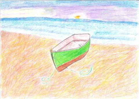 Boat on the beach Stock Illustration