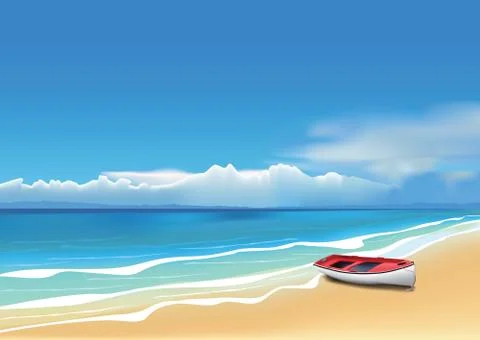 Boat on the beach Stock Illustration