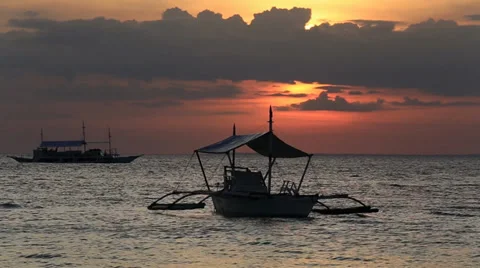 Boat on the beach in Philippines Stock Footage 36487907