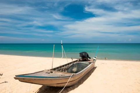 Boat on the beach Stockfoto's