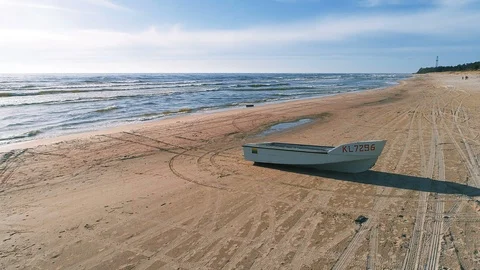 Boat on the Beach at Seaside Video stock 90048704