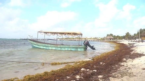 Boat on the beach shore Stock Footage 108690457