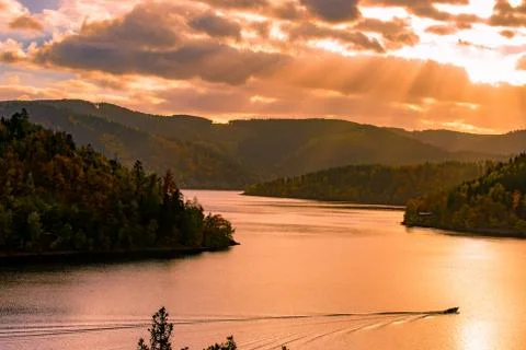 The Boat at the big See in Thuringia Stock Photos