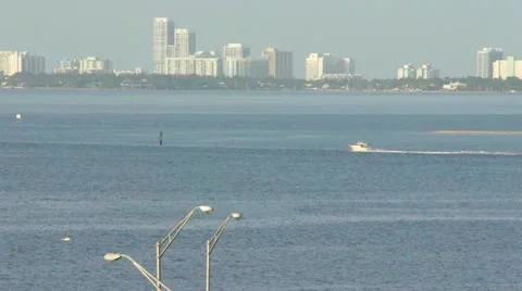 Boat in Biscayne bay Stock Footage 11468071