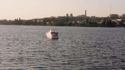 The boat bobs on the waves Stock Footage 135101743