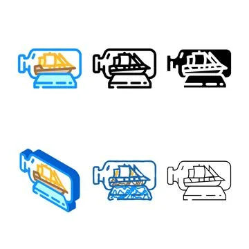 Boat in bottle color icon vector range Stock Illustration