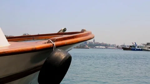 Boat Bow In Close Up With Istanbul Bosphorus View Stock-Footage 344912111