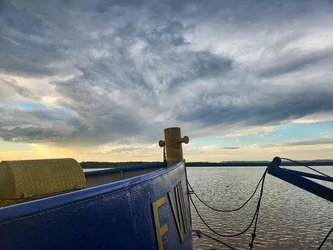 Boat Bow Facing the River Stock Photos