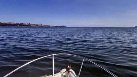 Boat Bow Over Calm Open Sea Stock Photos