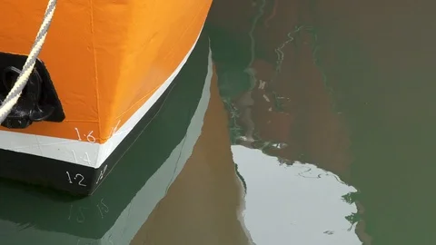 Boat bow reflections Stock Footage 129322401