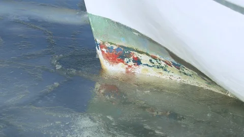 A boat bow stuck in ice on the surface of the sea. Stock Footage 123783741
