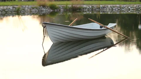 Boat On The Calm Lake Stock Footage 59663233