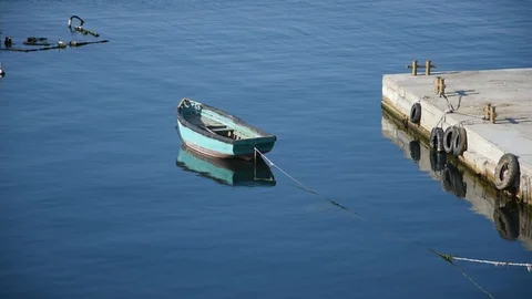 Boat on the calm water Stock Footage 115357768
