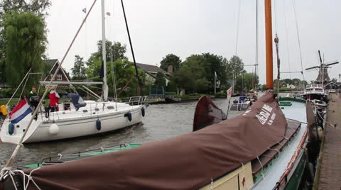 A boat in a canal Stock Footage 24925500