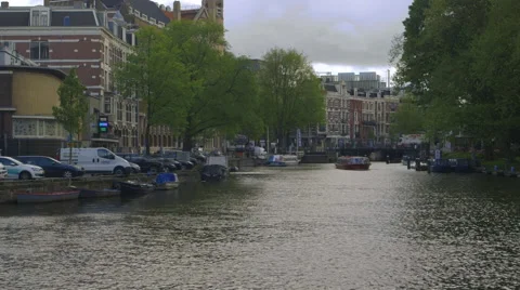 Boat on the canal Stock Footage 52998592