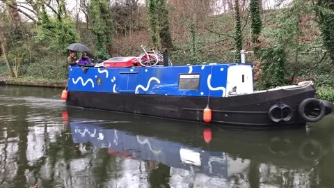 Boat on a canal Video stock 136969289