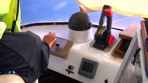 Boat Captain Driving Stock Footage 70616428