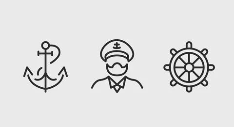 Boat Captain Icons Illustrazione stock