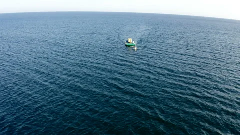 The boat carries an inflatable slide to the shore Stock Footage 146248930